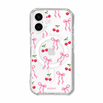 Pink Cherry Bow Clear Phone Case