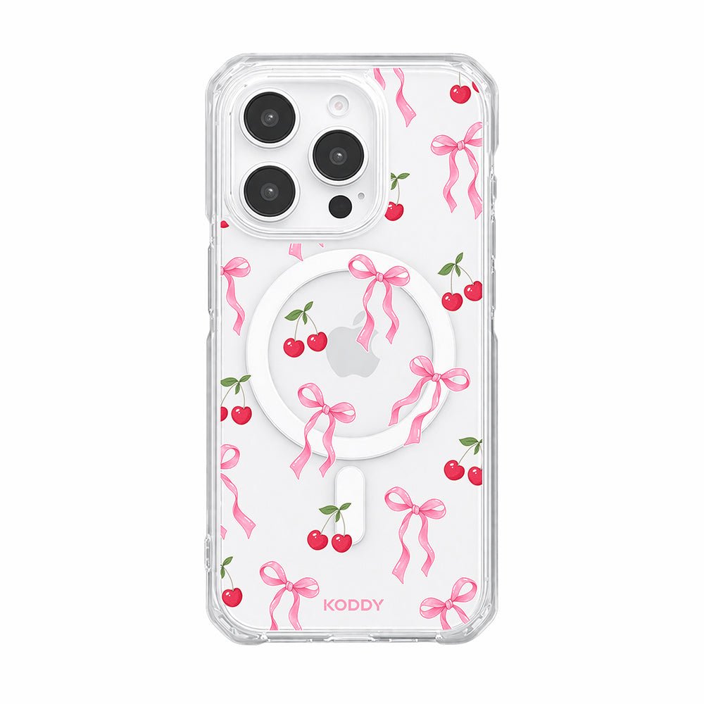 Pink Cherry Bow Clear Phone Case