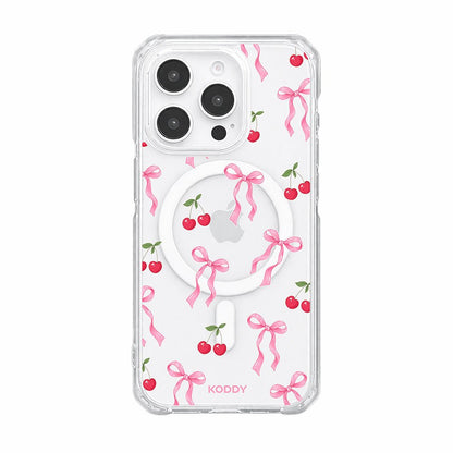 Pink Cherry Bow Clear Phone Case