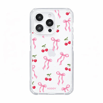 Pink Cherry Bow Clear Phone Case