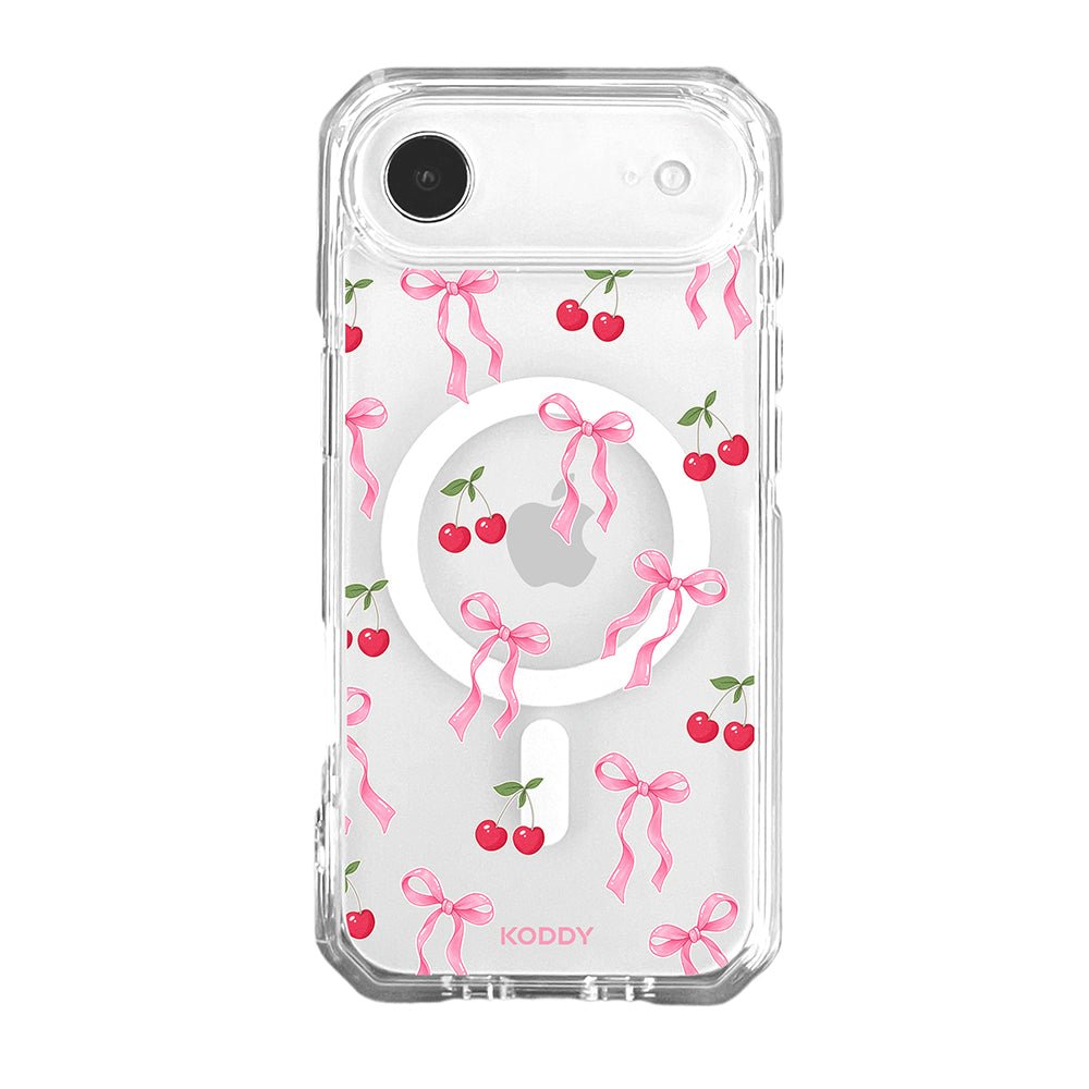Pink Cherry Bow Clear Phone Case