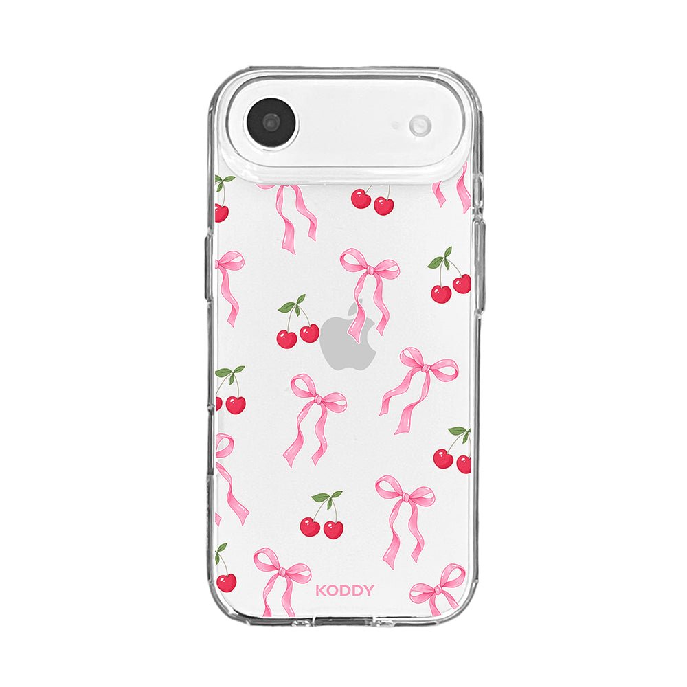 Pink Cherry Bow Clear Phone Case