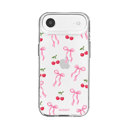 Pink Cherry Bow Clear Phone Case