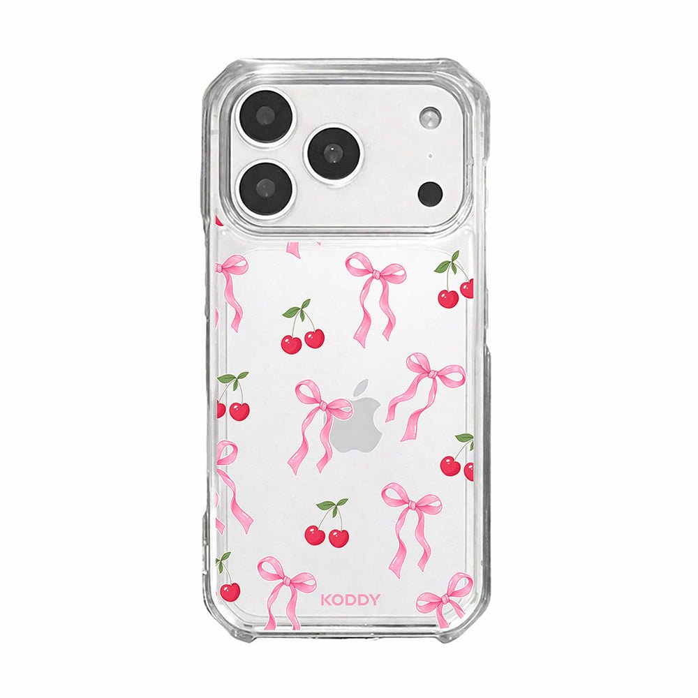 Pink Cherry Bow Clear Phone Case
