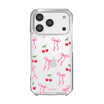 Pink Cherry Bow Clear Phone Case
