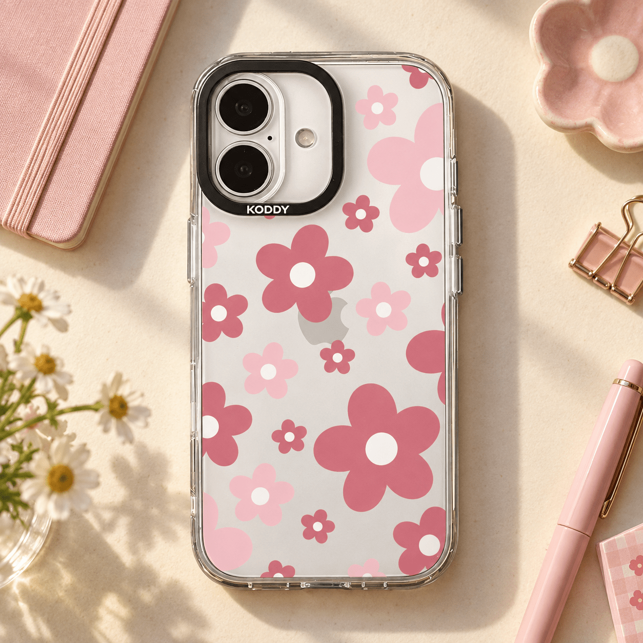 Pink Daisy Aesthetic Floral iPhone Case-KODDY aesthetic iphone case UK