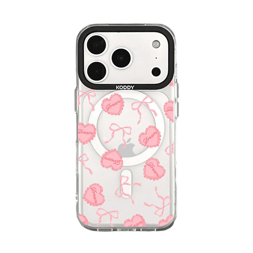 Pink Dream Heart Cushion and Ribbon iPhone Case