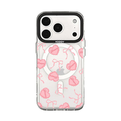 Pink Dream Heart Cushion and Ribbon iPhone Case