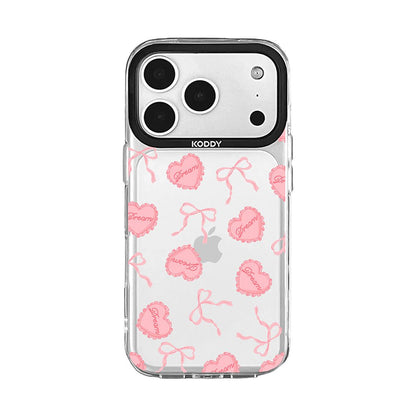 Pink Dream Heart Cushion and Ribbon iPhone Case