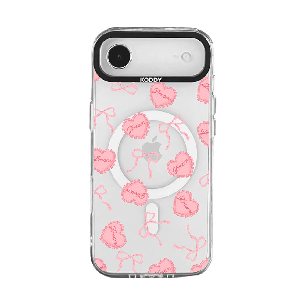 Pink Dream Heart Cushion and Ribbon iPhone Case