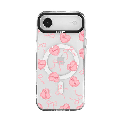 Pink Dream Heart Cushion and Ribbon iPhone Case