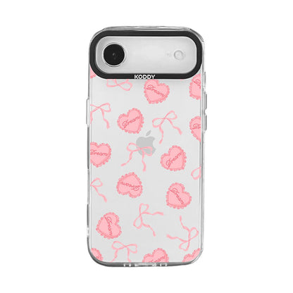 Pink Dream Heart Cushion and Ribbon iPhone Case
