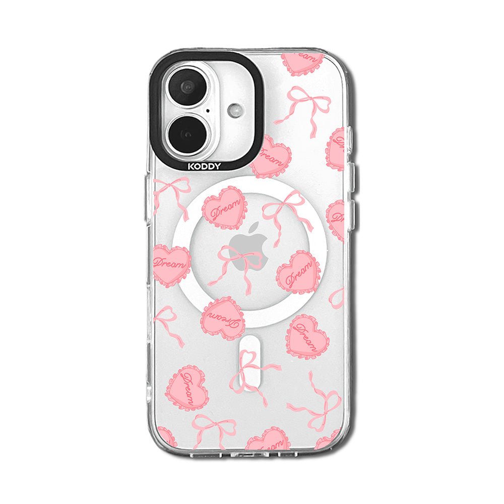 Pink Dream Heart Cushion and Ribbon iPhone Case