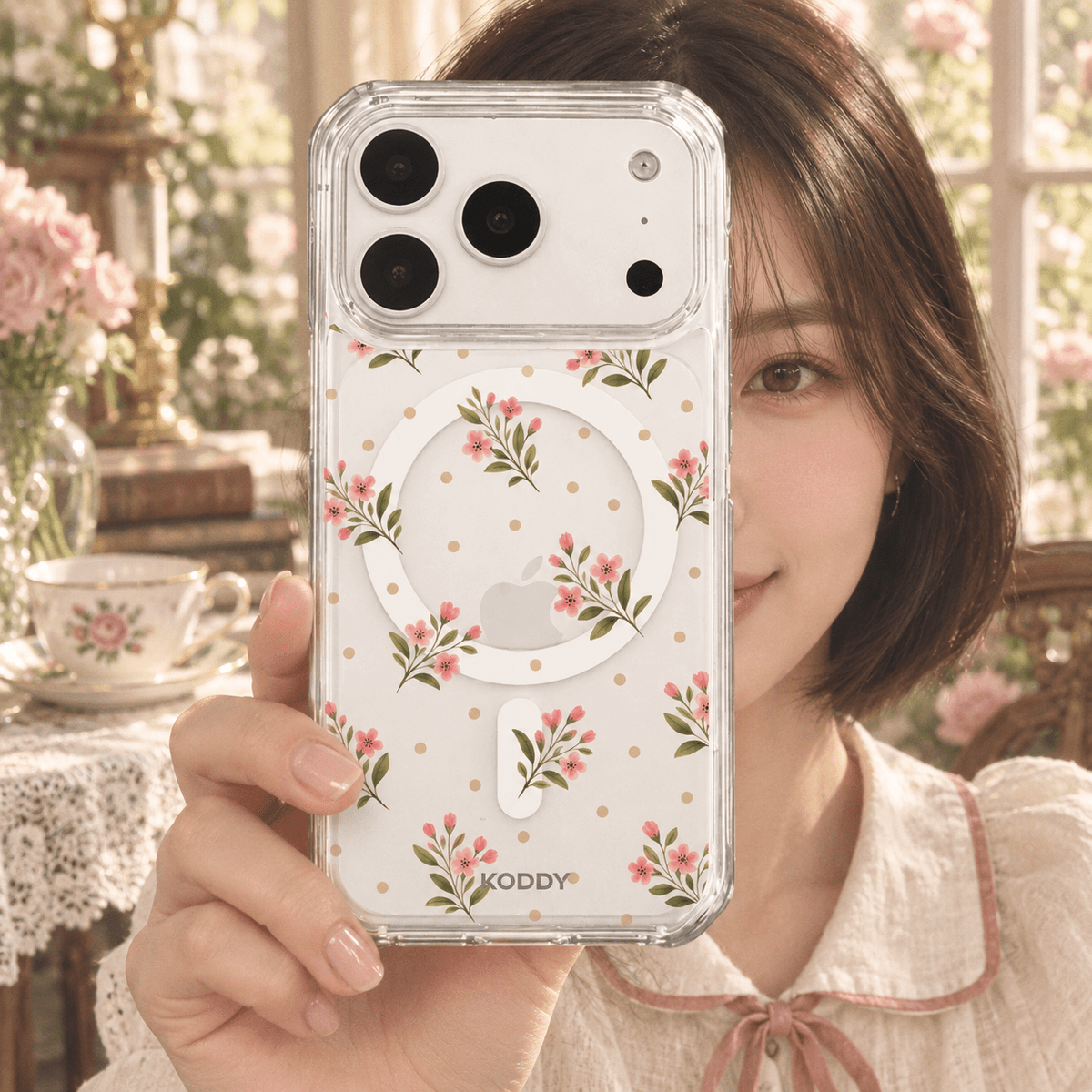 Pink Floral Polka Dot Aesthetic Phone Case-KODDY aesthetic iphone case UK