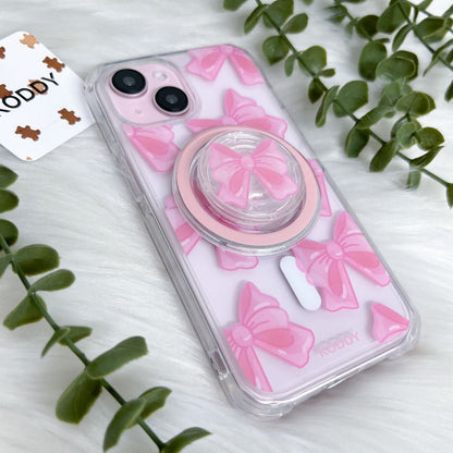 Pink Fluffy Ribbon Magsafe Phone Case and Phone Grip - KODDY