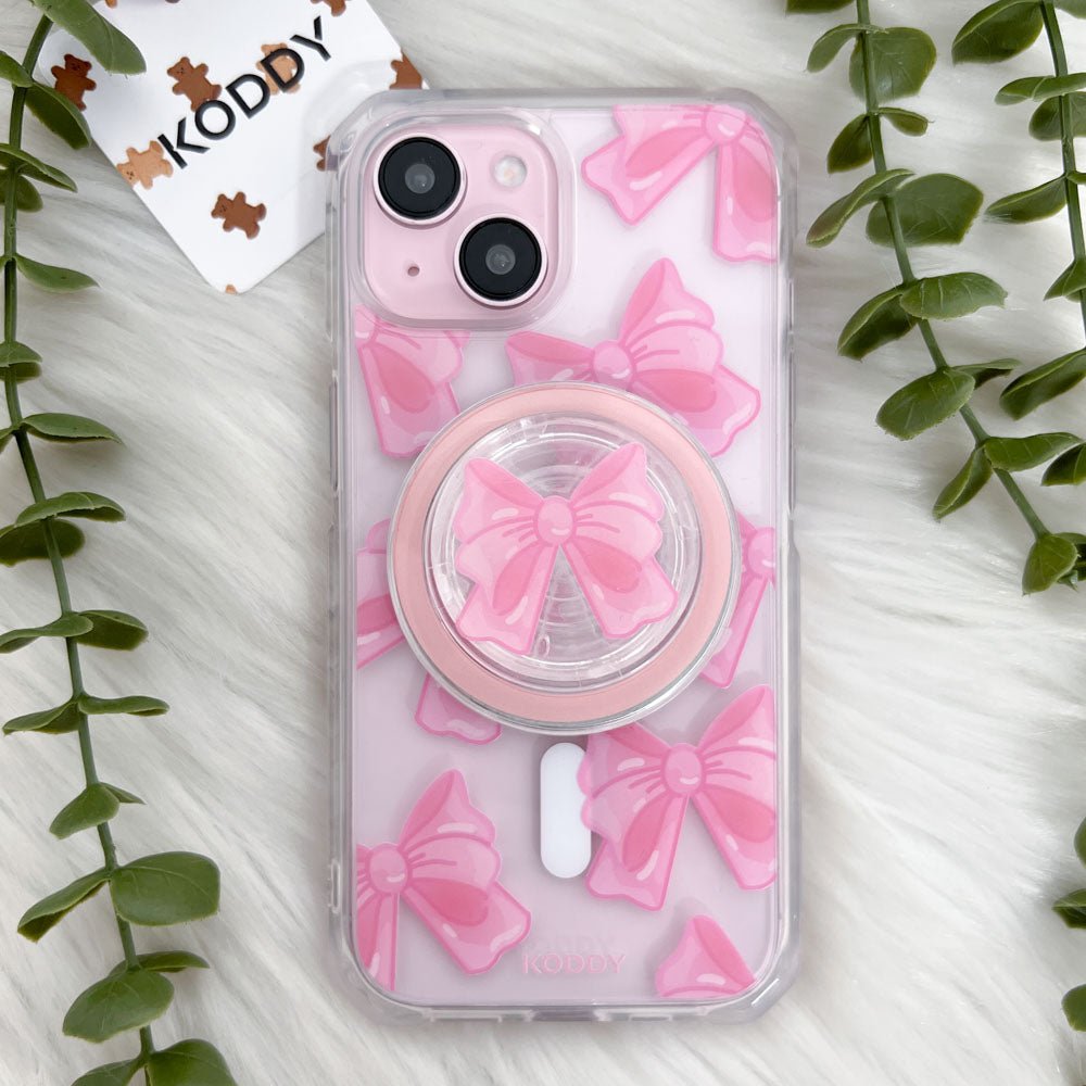 Pink Fluffy Ribbon Magsafe Phone Case and Phone Grip - KODDY