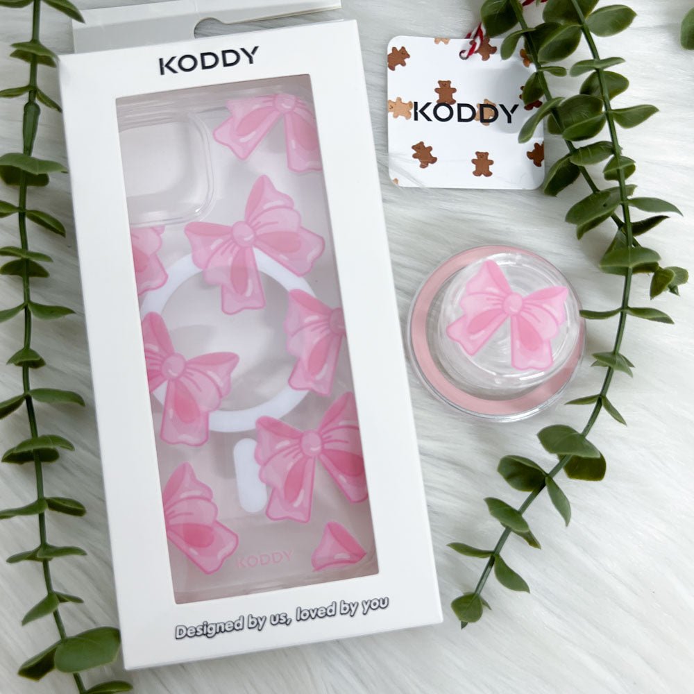 Pink Fluffy Ribbon Magsafe Phone Case and Phone Grip - KODDY