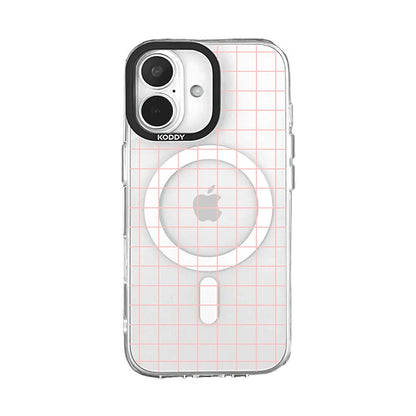 Pink Grid Design Clear iPhone Case - KODDY