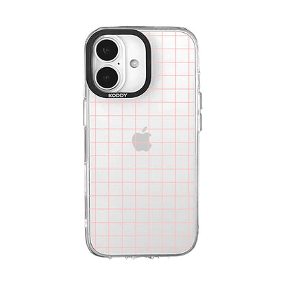 Pink Grid Design Clear iPhone Case - KODDY