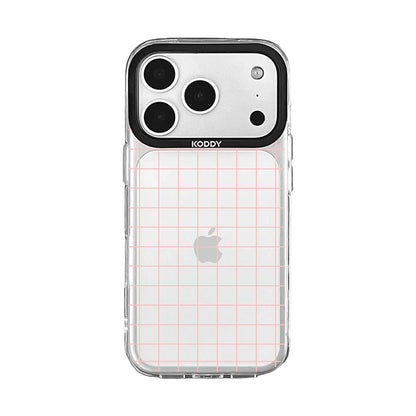 Pink Grid Design Clear iPhone Case - KODDY
