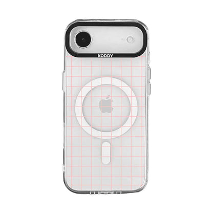 Pink Grid Design Clear iPhone Case - KODDY
