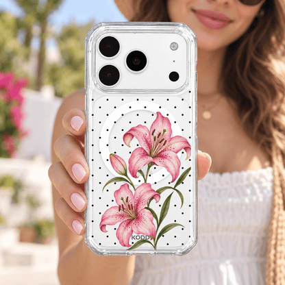 Pink Lily Polka Dot Aesthetic Phone Case-KODDY aesthetic iphone case UK