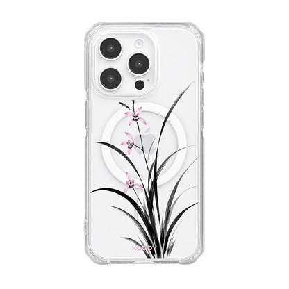 Pink Orchid Korean Traditional Ink Painting Phone Case-KODDY aesthetic iphone case UK