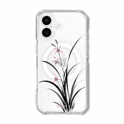Pink Orchid Korean Traditional Ink Painting Phone Case-KODDY aesthetic iphone case UK
