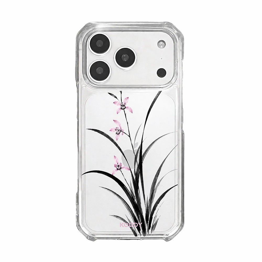 Pink Orchid Korean Traditional Ink Painting Phone Case-KODDY aesthetic iphone case UK