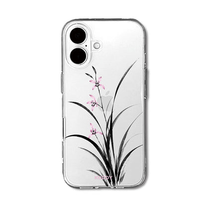 Pink Orchid Korean Traditional Ink Painting Phone Case-KODDY aesthetic iphone case UK