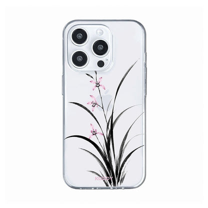 Pink Orchid Korean Traditional Ink Painting Phone Case-KODDY aesthetic iphone case UK
