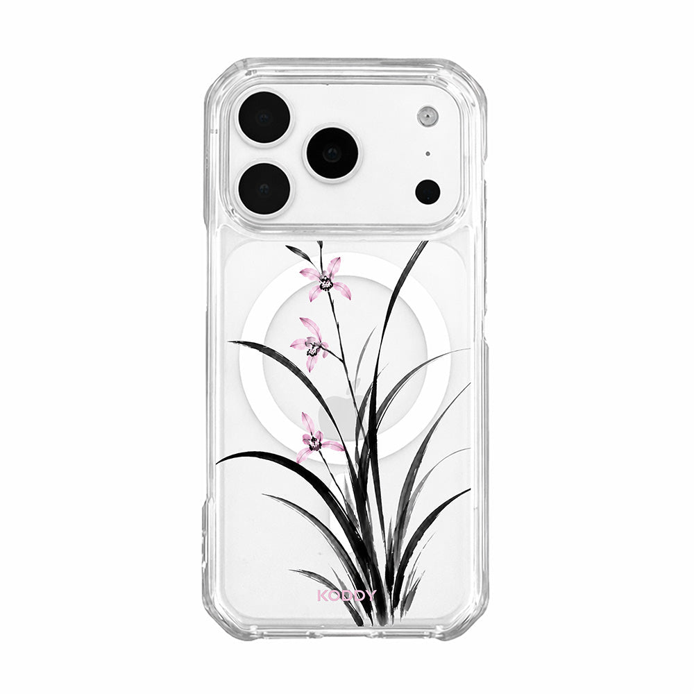 Pink Orchid Korean Traditional Ink Painting Phone Case-KODDY aesthetic iphone case UK