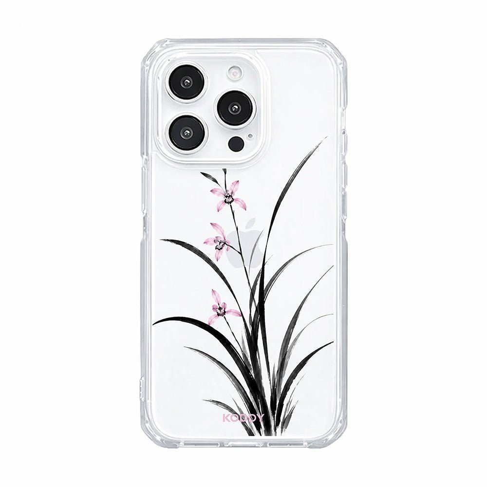 Pink Orchid Korean Traditional Ink Painting Phone Case-KODDY aesthetic iphone case UK