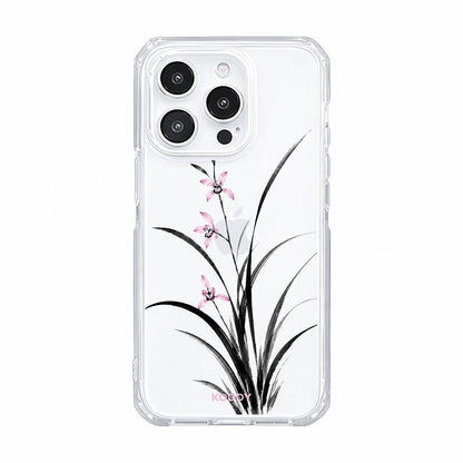 Pink Orchid Korean Traditional Ink Painting Phone Case-KODDY aesthetic iphone case UK