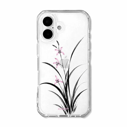 Pink Orchid Korean Traditional Ink Painting Phone Case-KODDY aesthetic iphone case UK