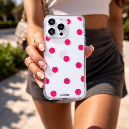 Pink Smiles Clear Phone Case - KODDY aesthetic iphone case UK