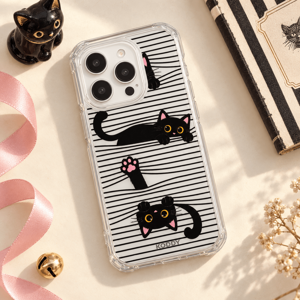 Playful Black Cat Aesthetic Phone Case-KODDY aesthetic iphone case UK
