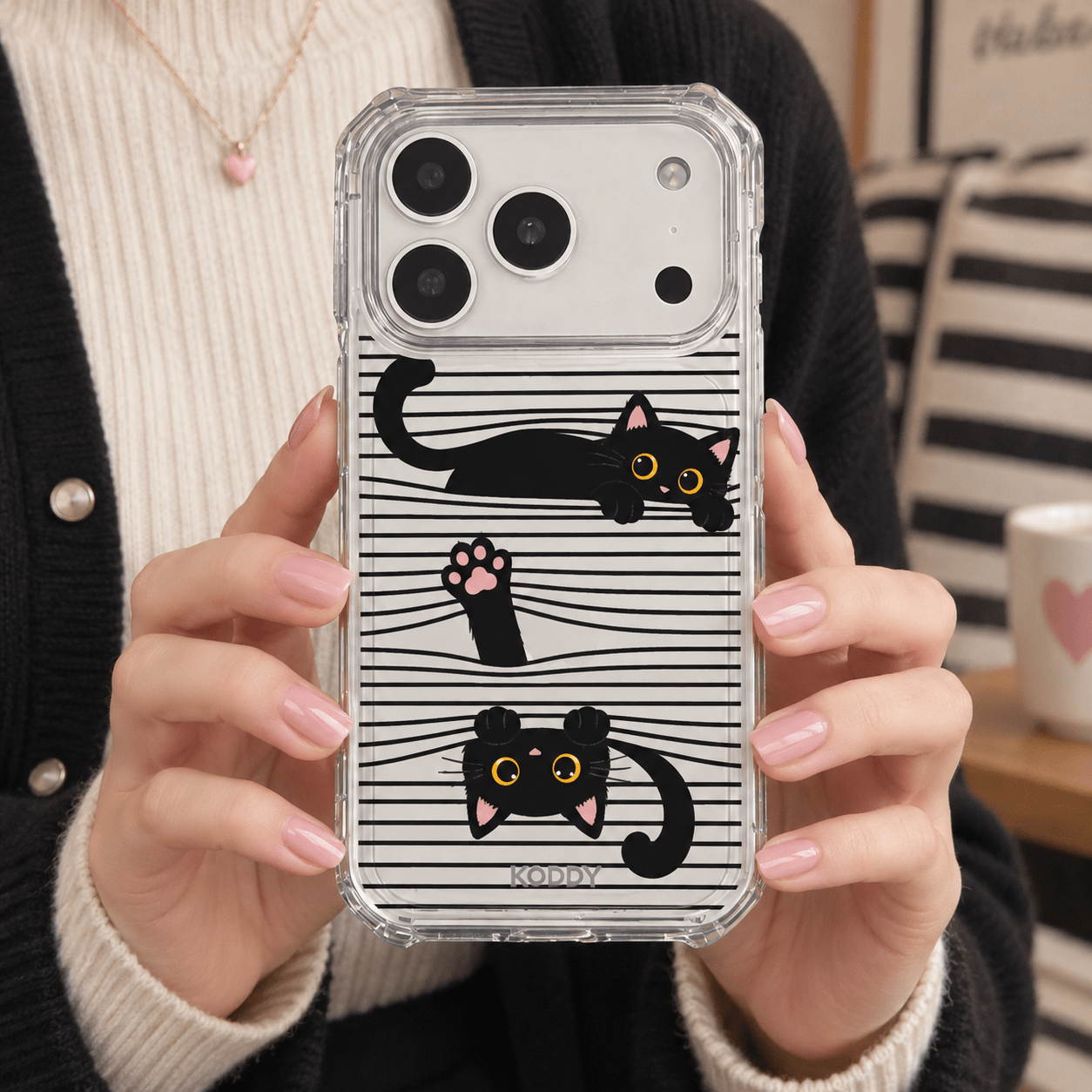 Playful Black Cat Aesthetic Phone Case-KODDY aesthetic iphone case UK