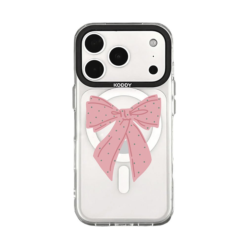 Polka Dot Pink Ribbon iPhone Case-KODDY