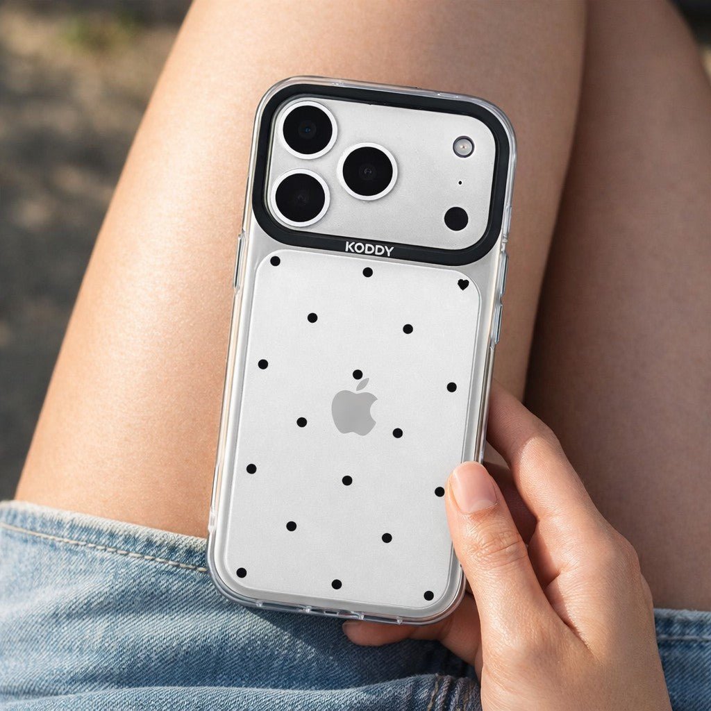 Polka Dot with Heart in Black iPhone Case - KODDY aesthetic iphone case UK