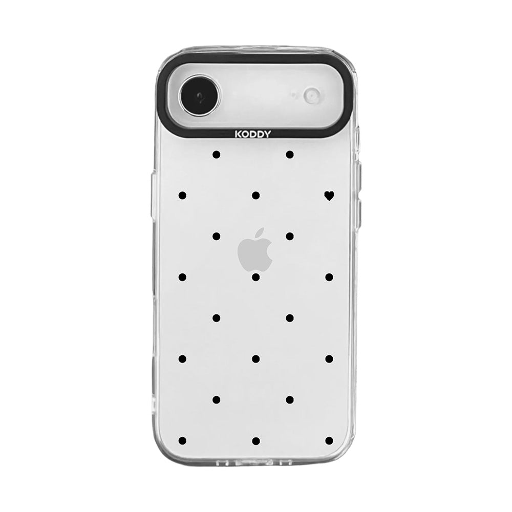 Polka Dot with Heart in Black iPhone Case