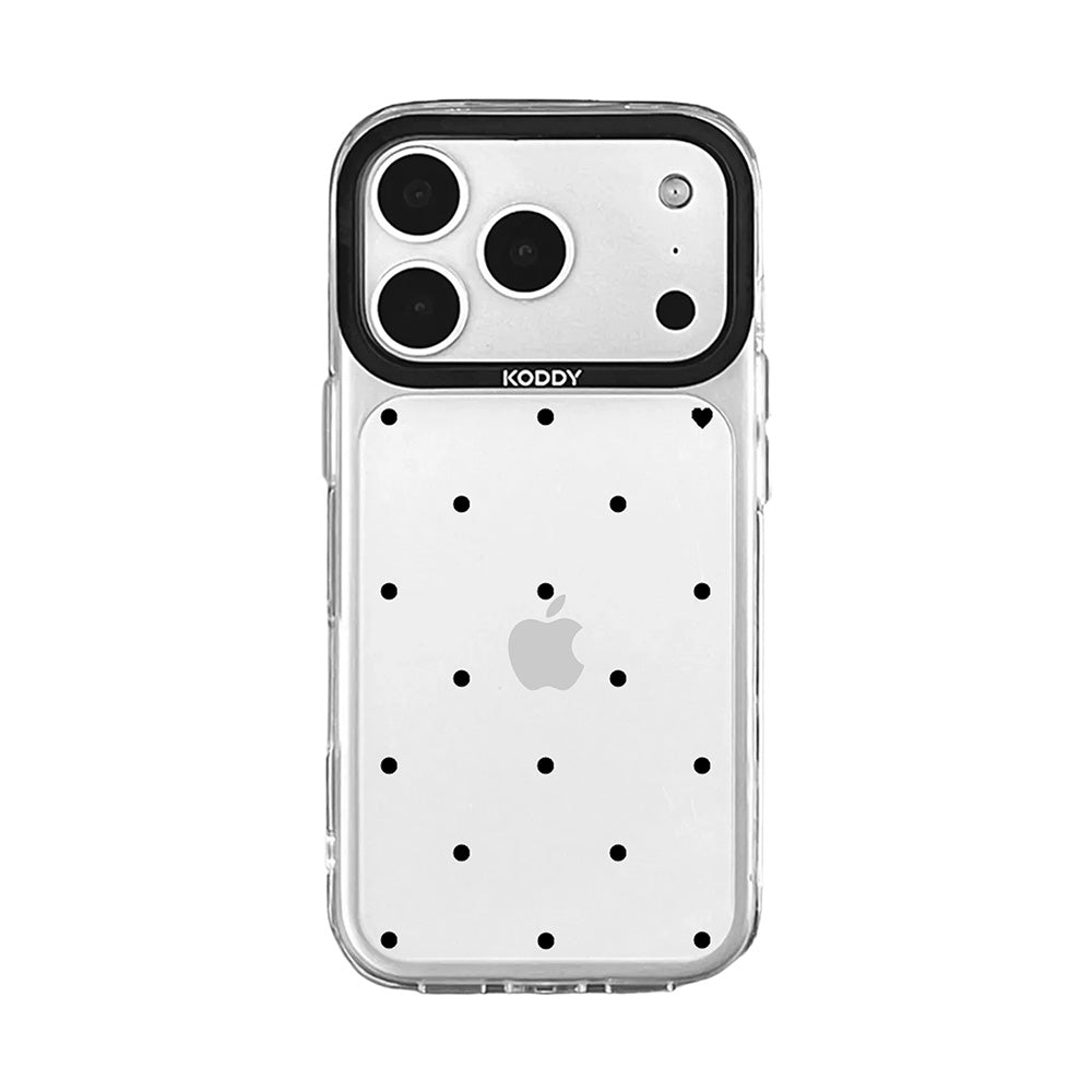Polka Dot with Heart in Black iPhone Case