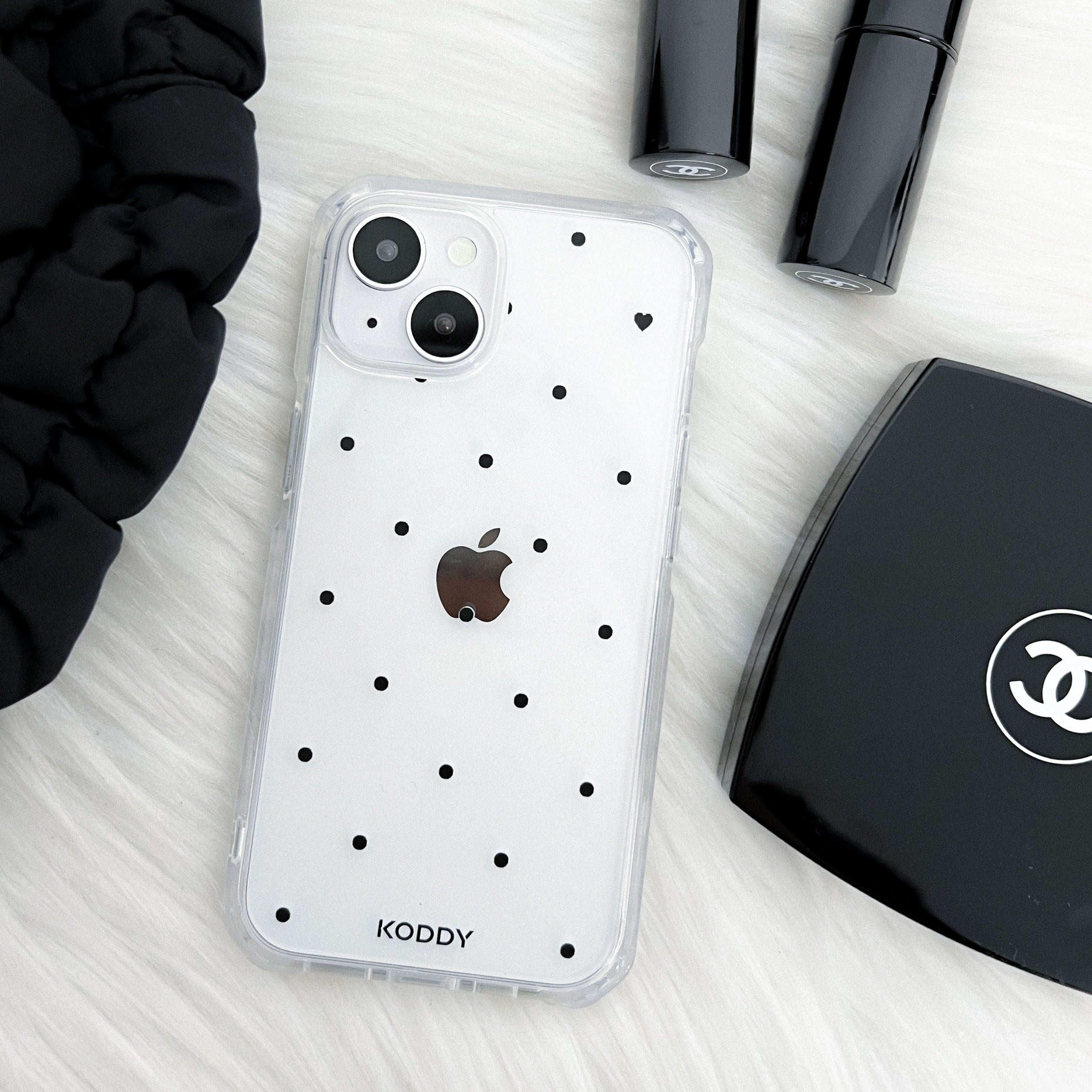 Polka Dot with Love in Black Phone Case - KODDY