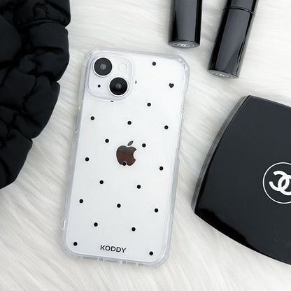 Polka Dot with Love in Black Phone Case - KODDY