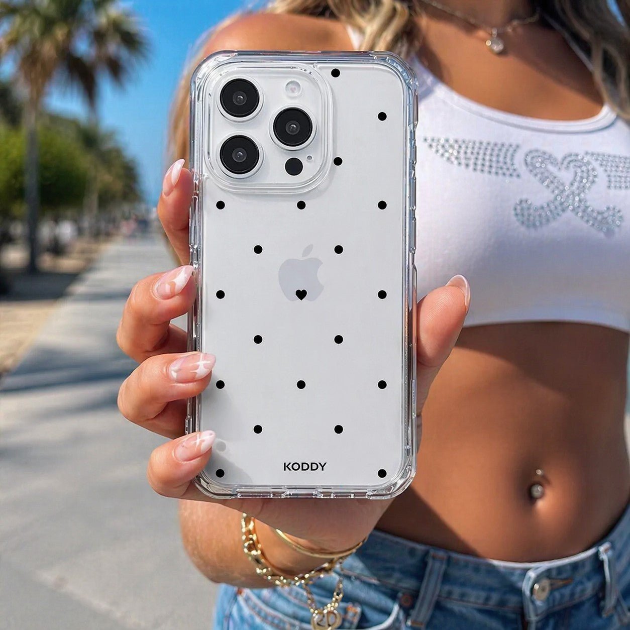 Polka Dot with Love in Black Phone Case - KODDY aesthetic iphone case UK