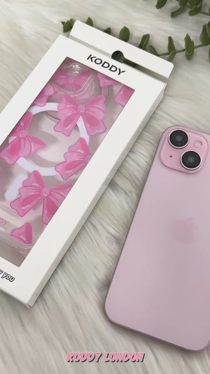 Pink Fluffy Ribbon Magsafe Phone Case and Phone Grip