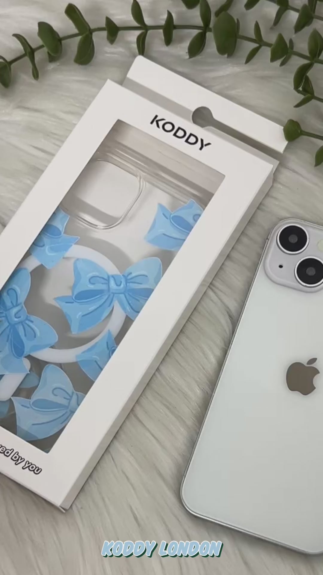 Blue Fluffy Ribbon Magsafe Phone Case and Phone Grip