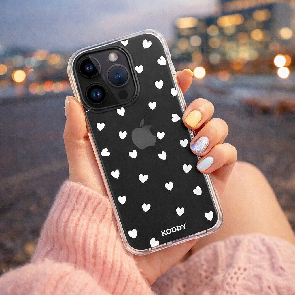 Pure White Hearts Phone Case-KODDY aesthetic iphone case UK