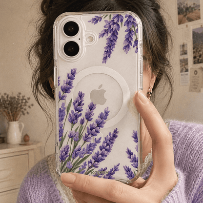 Purple Lavender Floral Clear Phone Case-KODDY aesthetic iphone case UK
