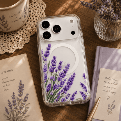 Purple Lavender Floral Clear Phone Case-KODDY aesthetic iphone case UK